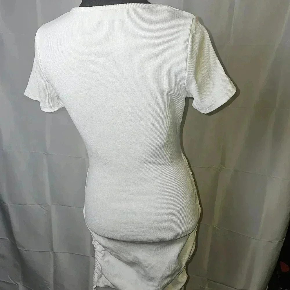 American Threads Rib Cut White Dress SZ M - Picture 6 of 12